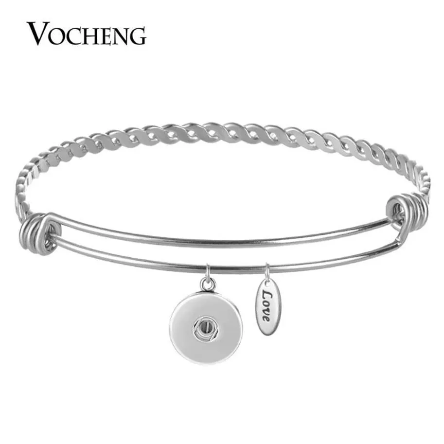 Stainless Steel Bangle Snap Charms Adjustable Bangle Ginger Snap Jewelry fit 18mm Button NN-668205J