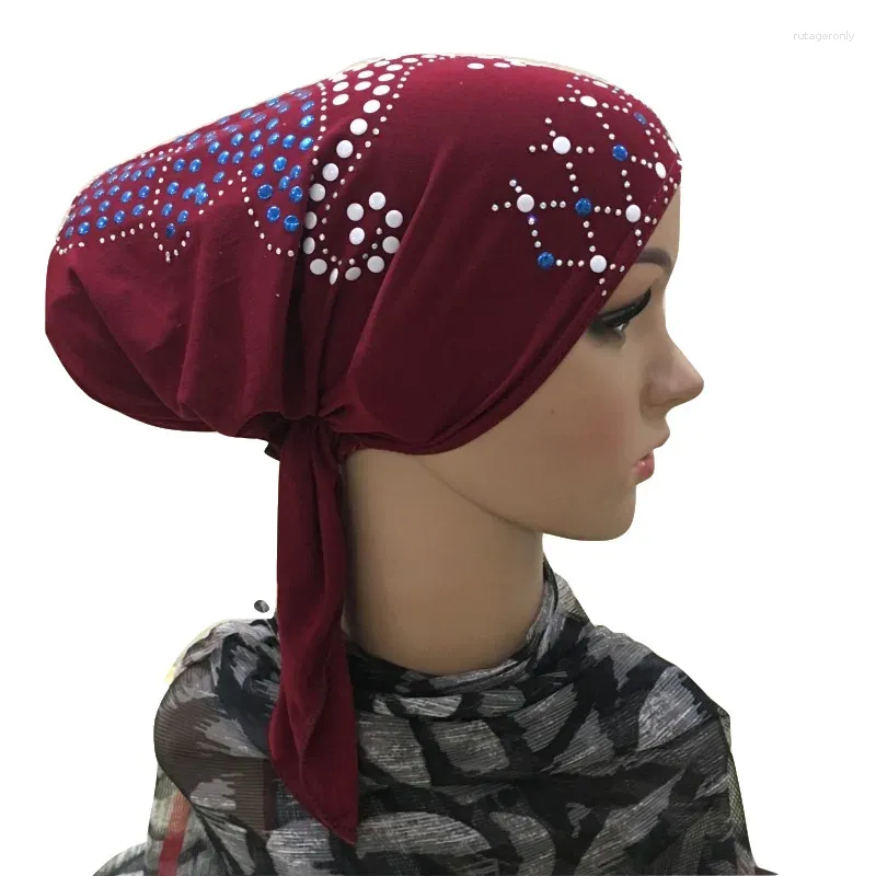 Vêtements ethniques Stick strass plaine islamique sous-écharpe femmes Stretch Spandex doux casquettes musulmanes fille intérieure Hijab