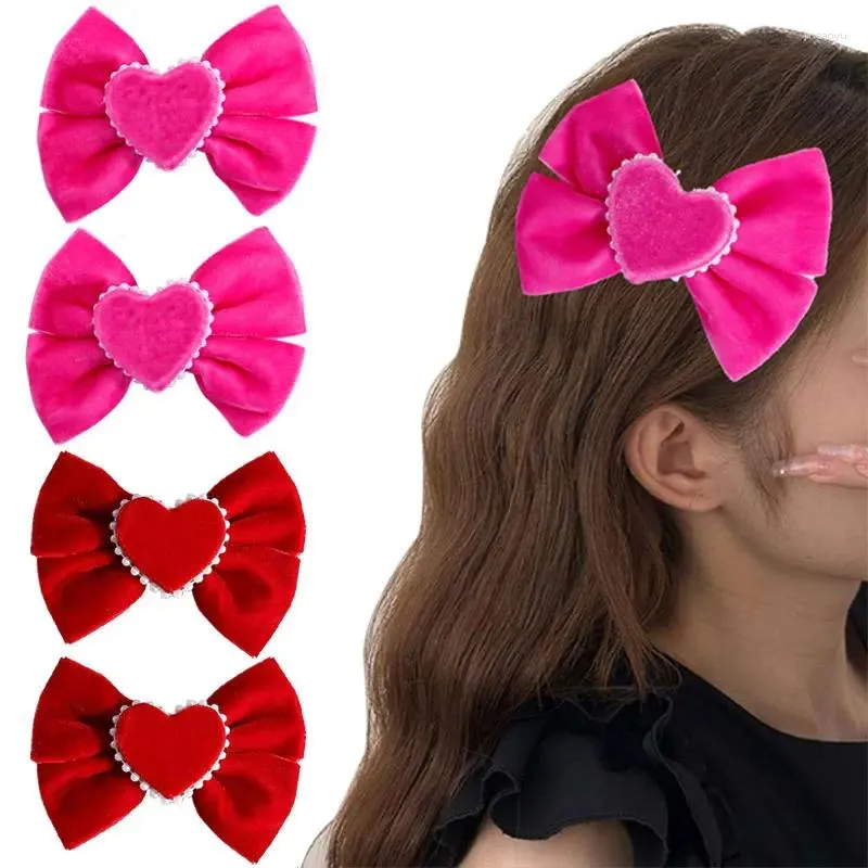 Hair Accessories 2Pcs Velvet Clip Luxury Bows Hairpin Children Ponytail Braid Barrettes Kids For Girls Metal Clips