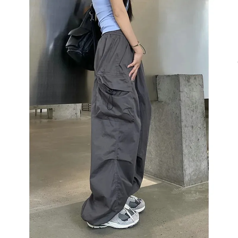 Pantalon Cargo femme rétro vêtements de travail décontracté Baggy pantalon droit mode jambes larges poches Joggers Y2k Streetwear 231229