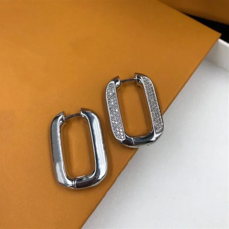 Top 18k Gold Silber Diamond Ohrstolme Mode Frauen Hoop Ohrringe Luxusdesigner Schmuck Lady Hochzeitszubehör mit Geschenkbox266d