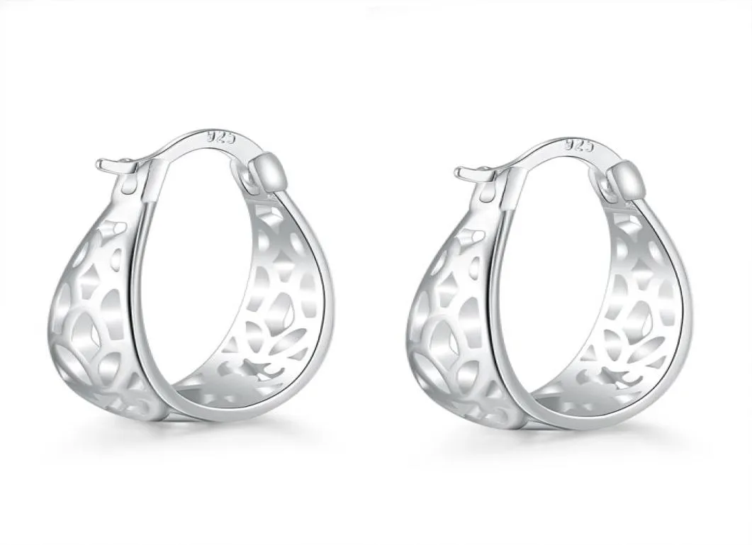 كامل Patico Hoop جديد 925 Sterling Silver Vintage Hollow Out Design Loop Oprings Jewelry Alegant for Woman6500650