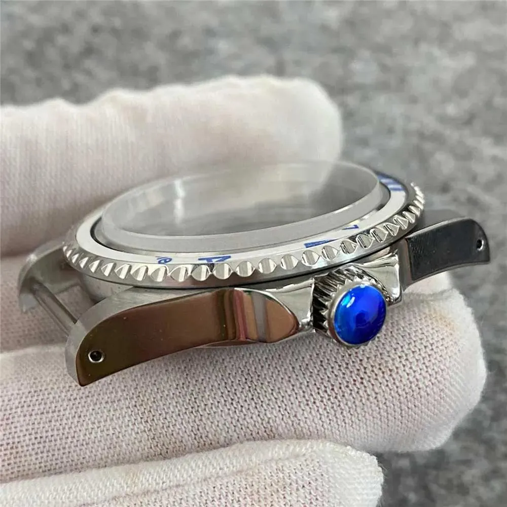 Tillbehör 39.5mm Watch Case Unidirectional 120 Klicka på Bezel Sapphire Glass Cover för NH35/ NH36 Automatisk rörelse