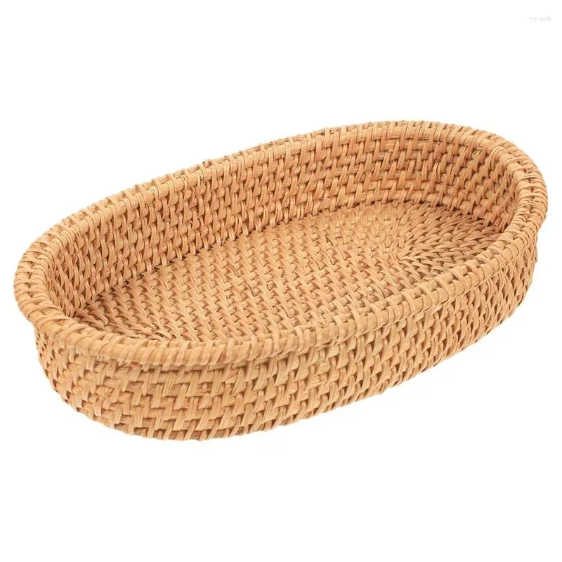 Set di stoviglie Cestino portaposate Resistente all'usura Dessert in rattan Pattumiera Tavolo Vassoio di frutta sicuro Contenitore da tavolo Bacchette