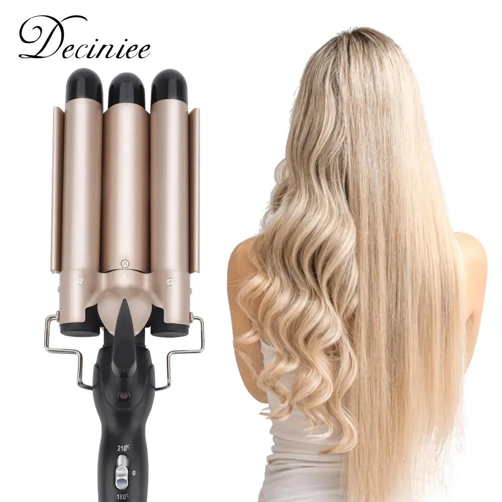 Irons Curling Irons 3Barrel 2532mm Heats Up Fast Tourmaline Ceramic Triple Barrels Beach Waves Egg Roll Hair Styling Tool 230328