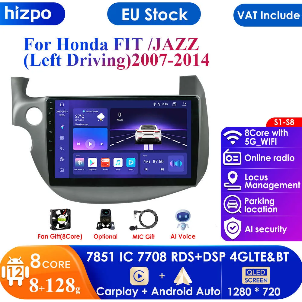 Autoradio 2din Android 12 Autoradio per HONDA FIT JAZZ 2007-2013 Multimedia Video Player Navigazione GPS RDS 4G Carplay Unità principale