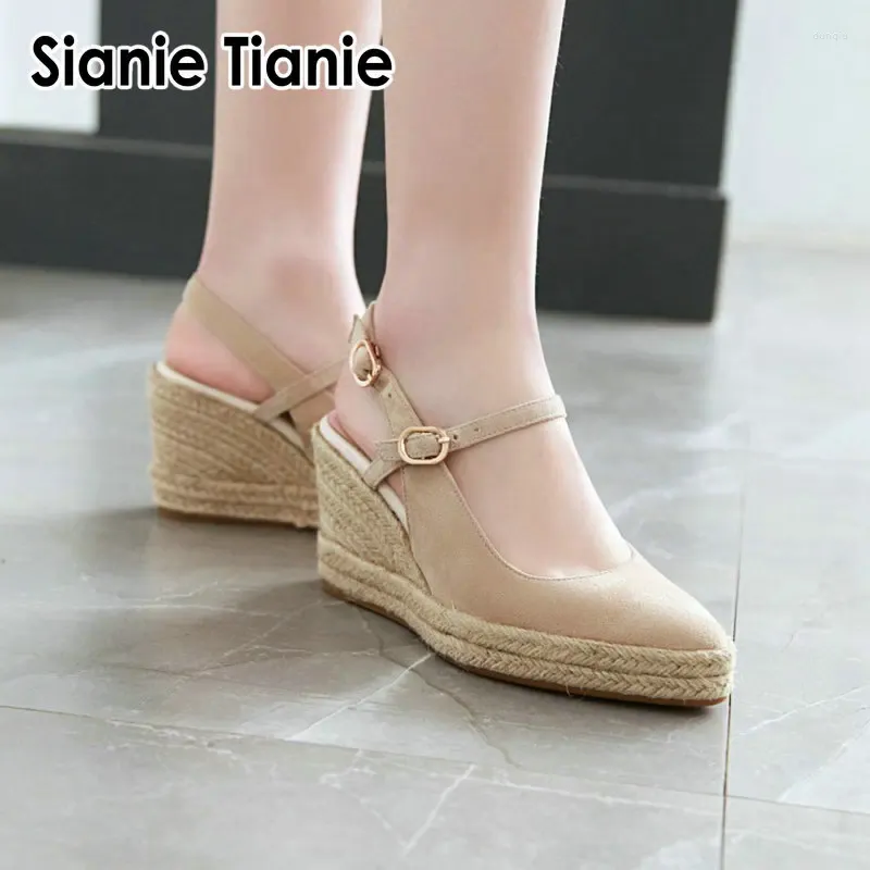 Sandales QPLYXCO Femmes Talons Hauts Plateforme Espadrille Chaussures 2023 Bohême Cheville Sangle De Mariage Dames Mary Janes Coins