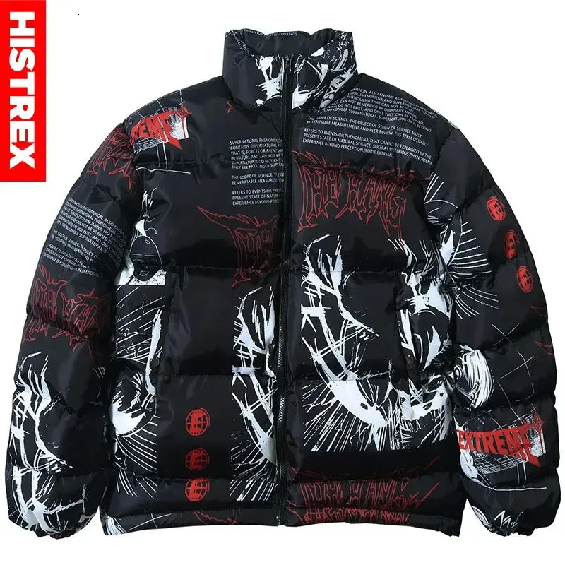 2023 Hip Hop Jacket Parka Japanese Streetwear Men Windbreaker Harajuku Winter Padded Y2K Women Quiltad Coat Warme Outwear 231229