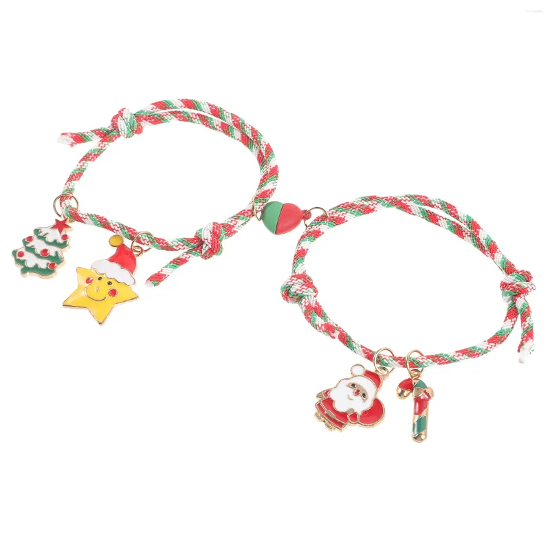 Charm-Armbänder für Weihnachten, geflochtenes Paar-Armband, Geschenk für Freunde (mit Sternen), passender Faden für Freundschaftsgeschenke für Paare