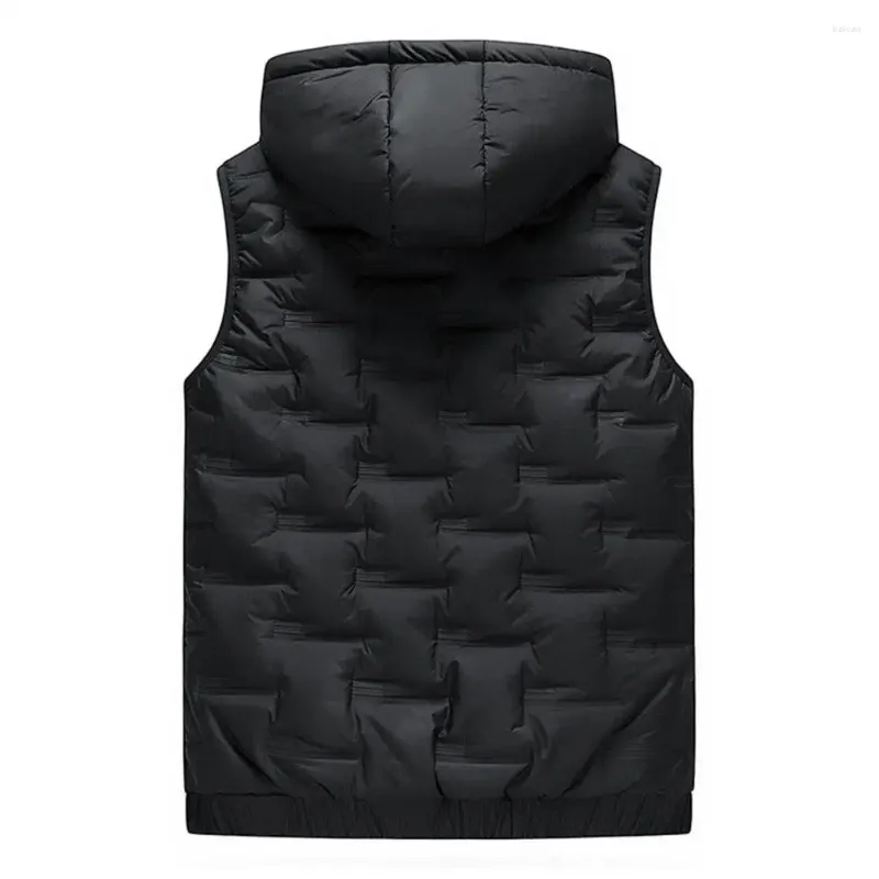 Gilets pour hommes Chaud Confortable Hommes Gilet À Capuche Sans Manches Gilet D'hiver Manteau Avec Poches Fermeture À Glissière Placard Casual Multicolore Pour L'automne