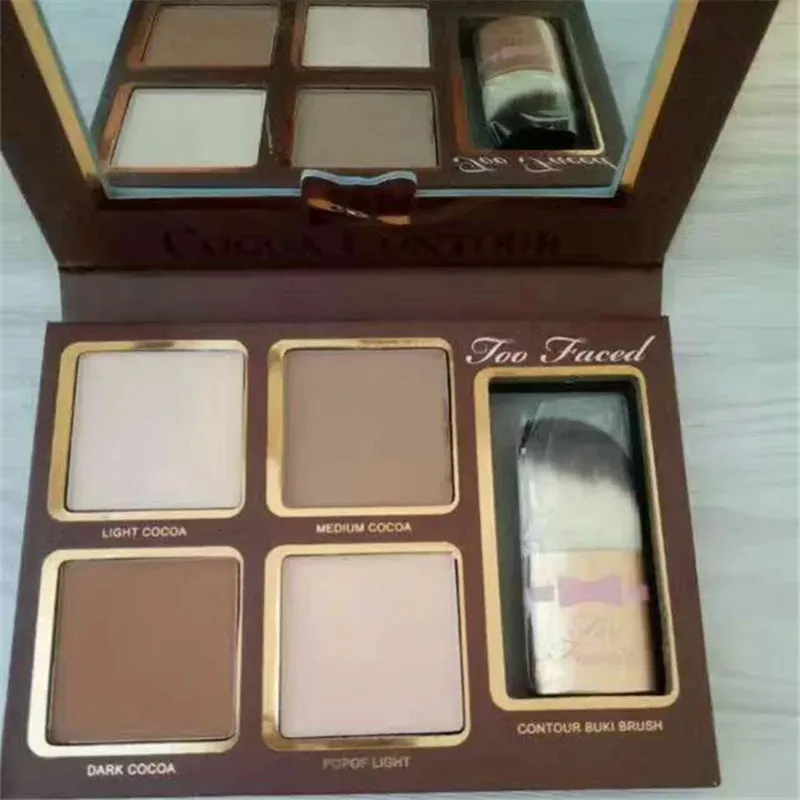 Ansikte kontureringspulver Eyeshadow Palette 4 Färger Highlighter Bronzer concealer Vattentät Brown Contour Reparation Makeup Cosmetics 231229