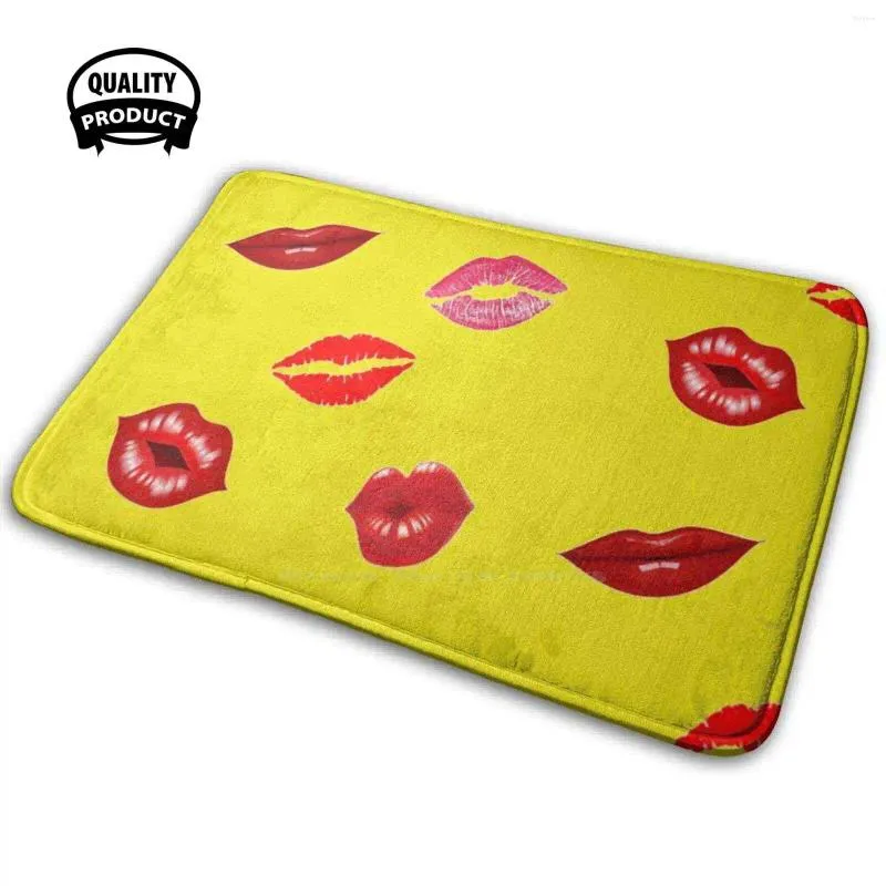 Carpets Kisses Yellow Comfortable Door Mat Rug Carpet Cushion Mouth Lips Clecio