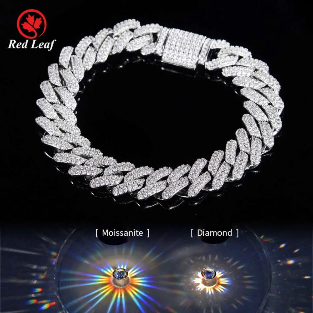 Redleaf Wholesale Hip Hop Jewelry Punk Gold Cuban Link Chain 925 Silver 10mm Bredd Moissanite Diamond Cuban Chain