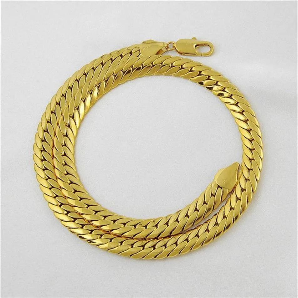 Halsband Pendant Retails Massive 18K Yellow Gold Filled Fyllt 24 mm 85G HerringBone Chain Mens Halsband GF Jewelry3077