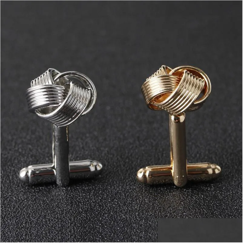 Cuff Links French Cufflinks Gold Tie Knot Shape Business Shirts Button For Men Fashion Jewelry Will And Sandy Drop Delivery Clasps Dhcds