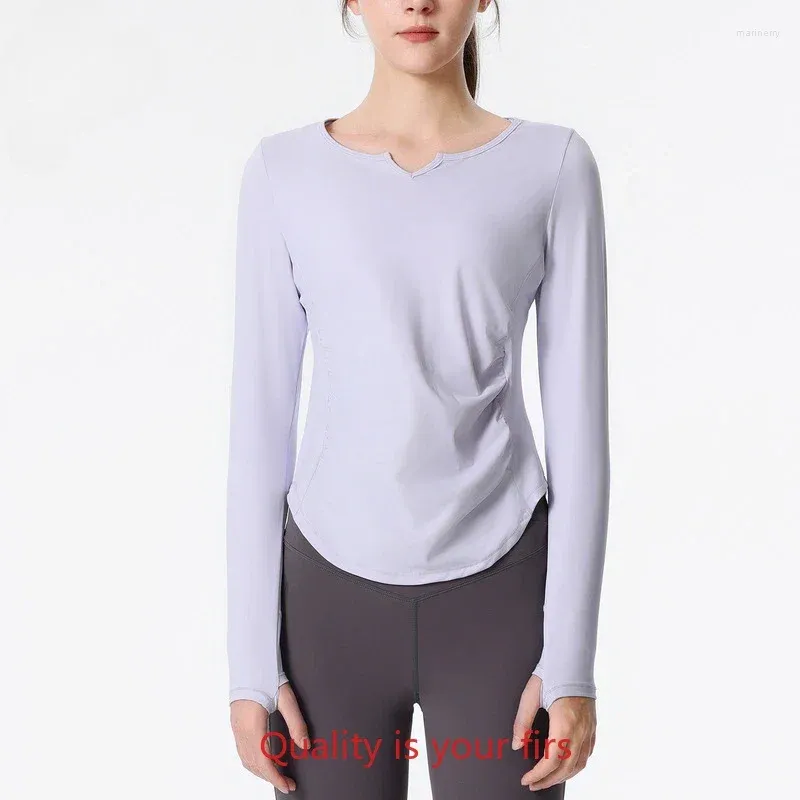 Camicie attive AL0Zen Top sportivo Abbigliamento da yoga Grembiule da donna a manica lunga per fitness ad asciugatura rapida per allenamento Pilates con logo del marchio