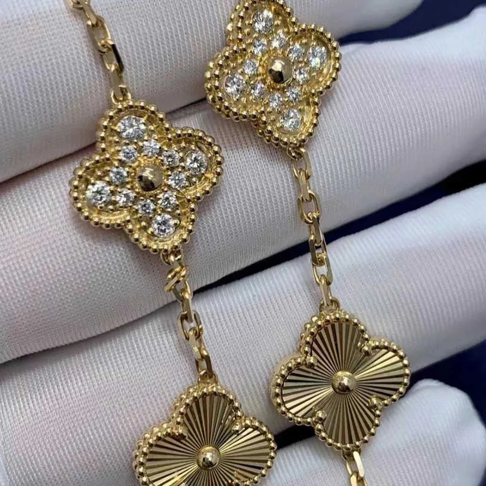 Schmuck Luxusarmband -Link Designer -Kette Vanca Kaleidoskop 18k Gold Van Clover Armband mit funkelnden Kristallen und Diamanten Perfektes Geschenk für Frauen Mädchen Y62J