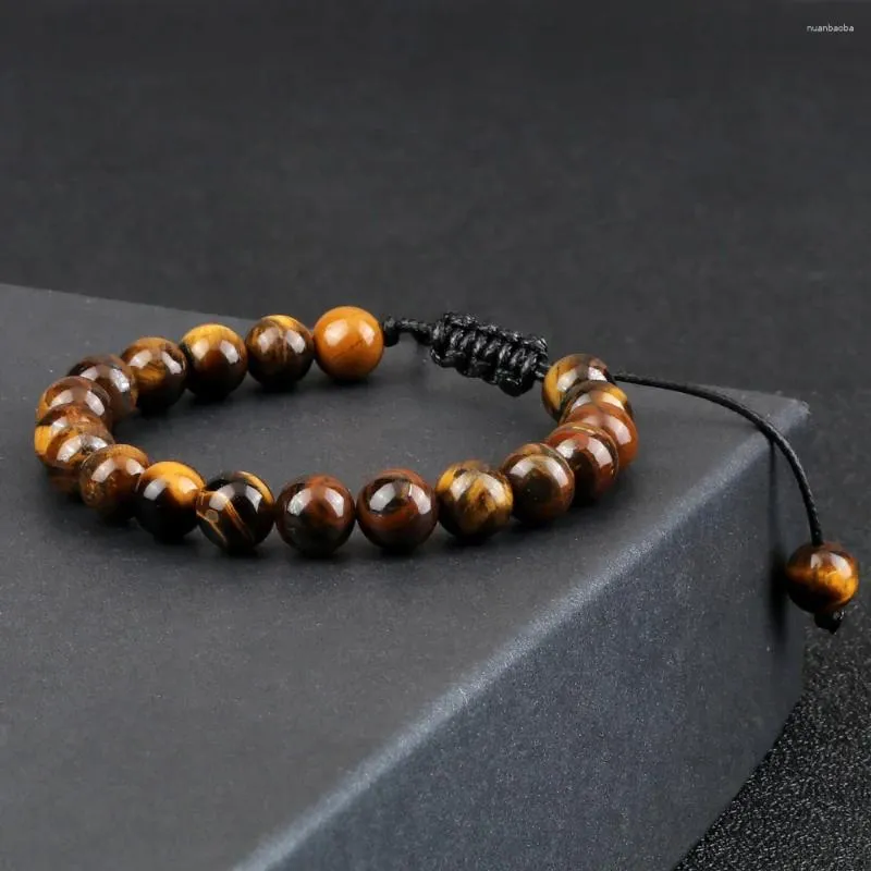 Strand 8 mm Tiger Eye Stone Beads Bransoleta Regulowana Banles Banles Natural Lava Rock Men Kobiet Joga Healing Balans Bracelets