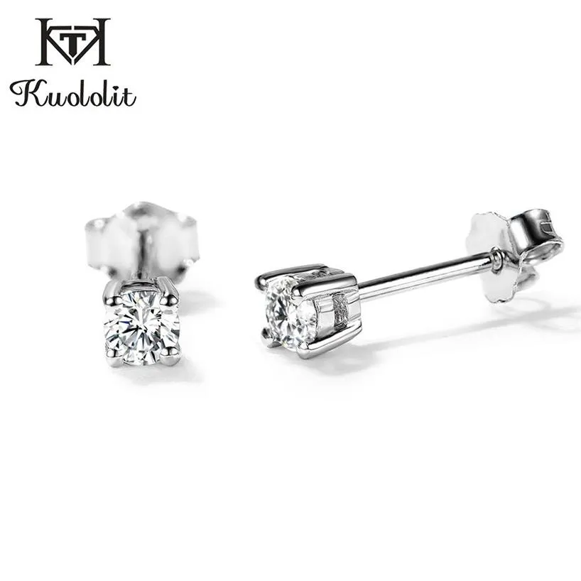 Kuololit 100％Moissanite Gemstone Stud earrings for women 925 Sterling Silver D Color Solitaire Fine Jewelry New Arrival CX2220A