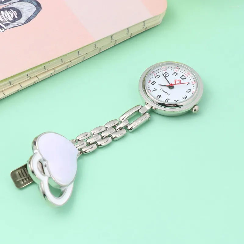 Pocket Watches Watch Cute Clip Analog Quartz Lapel Fob Heart Shaped Hanging