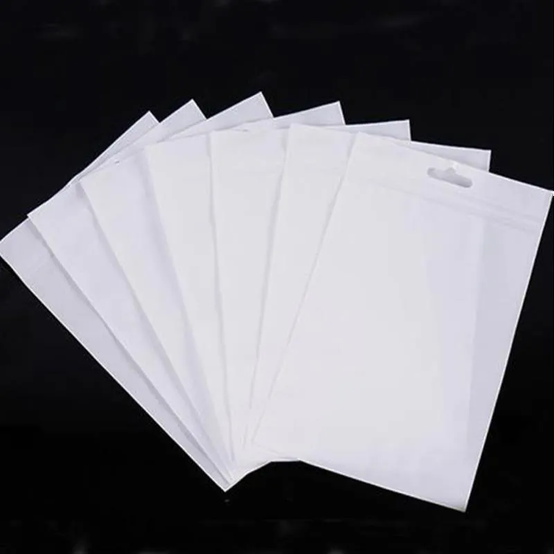 100pcs / lot sacs d'emballage en plastique transparent blanc avec fermeture à glissière auto-scellé transparent zip poly sac d'emballage trou de suspension 11 tailles Phofu Arxq