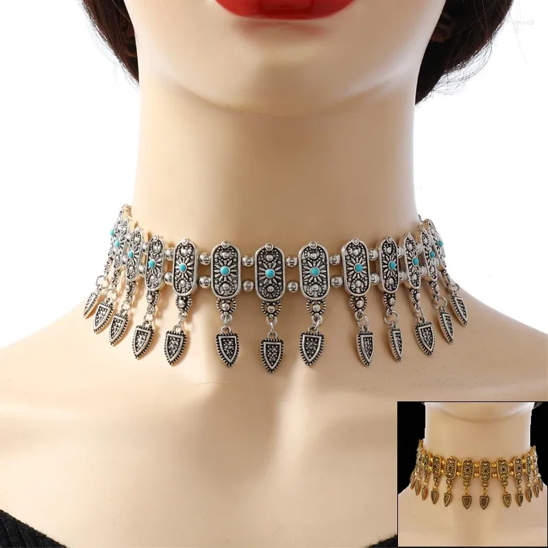 Choker vintage bohemian etniczny obroża łańcuch obojczyka mody kobiety naszyjnik kobiecy biżuteria
