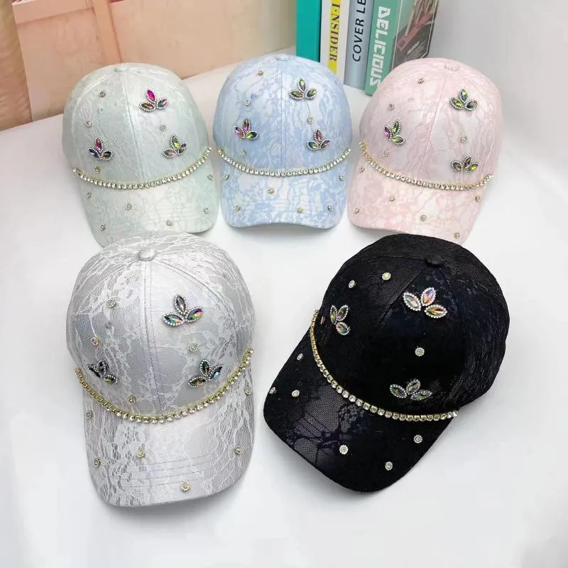 Ballkappen Mode Strass Gürtel Baseball Für Frauen Snapback Sport Kappe Outdoor Sonnenhut Gorras Schwarz Hüte Weibliche Spitze Erreichte