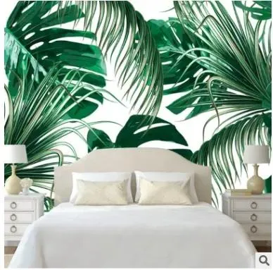 Fonds d'écran Green Jungles Tropical Palmier Feuilles bois Wallpaper Roll Floral Forest Plant naturel Papier peint non tissé Papier pour enfants Room