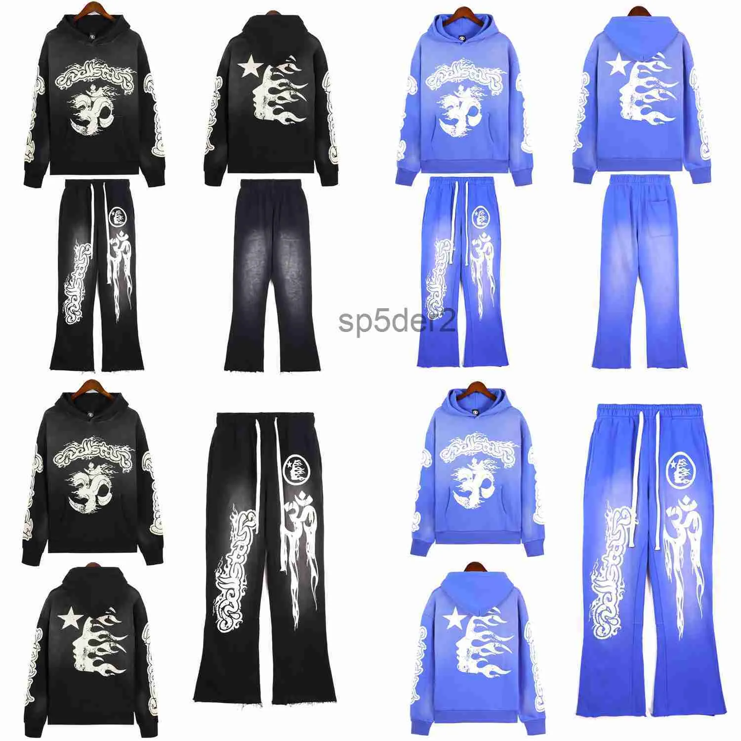 Designer Hoodie Hellstar Men Pullover Spiderweb Star Flash Long Sleeve Street Hip-hop Sweatshirts Blue Red Grey Black White Yoga Vintage Hoodios PZTL