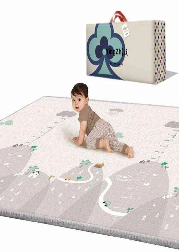 200x180x1cm Dubbelzijdig Kinderkleed Schuimtapijt Spel Speelmat Waterdicht Baby Speelkleed Babykamer Decor Opvouwbaar Kind Kruipmat X18696489