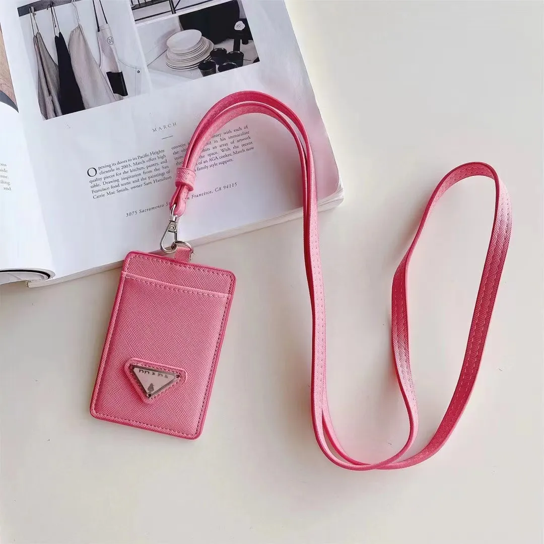 Luxury Leather ID Card Holder with Lanyard Mini Wallet for Women Credit Card Case Work ID Badge Holder Crossbody Purse 2024 New Design Gift Box
