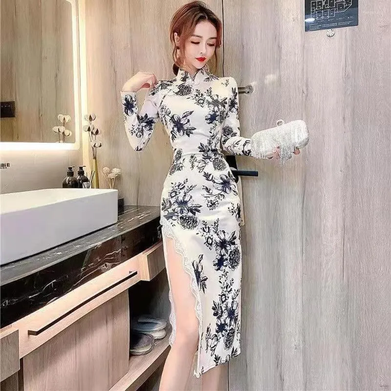 Long Sleeve Cheongsam Dress Long Sleeve Floral Velvet Cheongsam Chinese Style Mother Dress Purple S Long Sleeve Cheongsam Dress Long Sleeve Floral Velvet Cheongsam Chinese Style Mother Dress Purple S