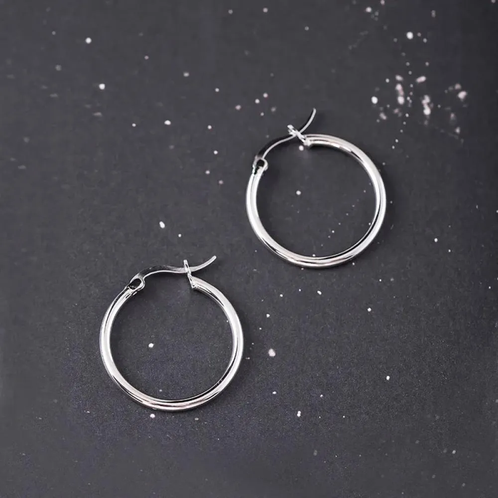 simple hoop earrings 100% 925 Sterling silver Jewelry fashion Hypoallergenic hoop earrings for women gift