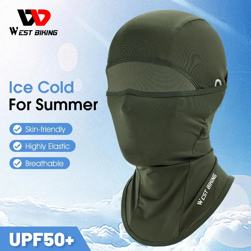 WEST BIKING Summer Cycling Ice Silk Balaclava Motorcycle Bicycle UV Protection Full Face Caps For Men Outdoor Hiking Sports 231229