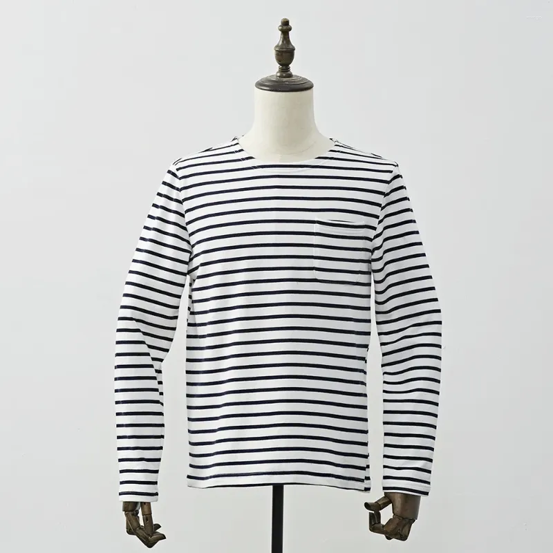 Męskie koszule Endeavourbloom Breton Stripes T-shirt w stylu retro kołnierz łodzią bawełniane koszulki