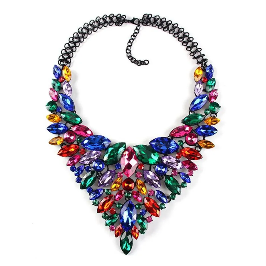 Colorful Gems Big Maxi Necklaces For Women fashion New Luxury Bridal Statement Jewelry Collar Choker Necklaces & Pendants CE3954233G