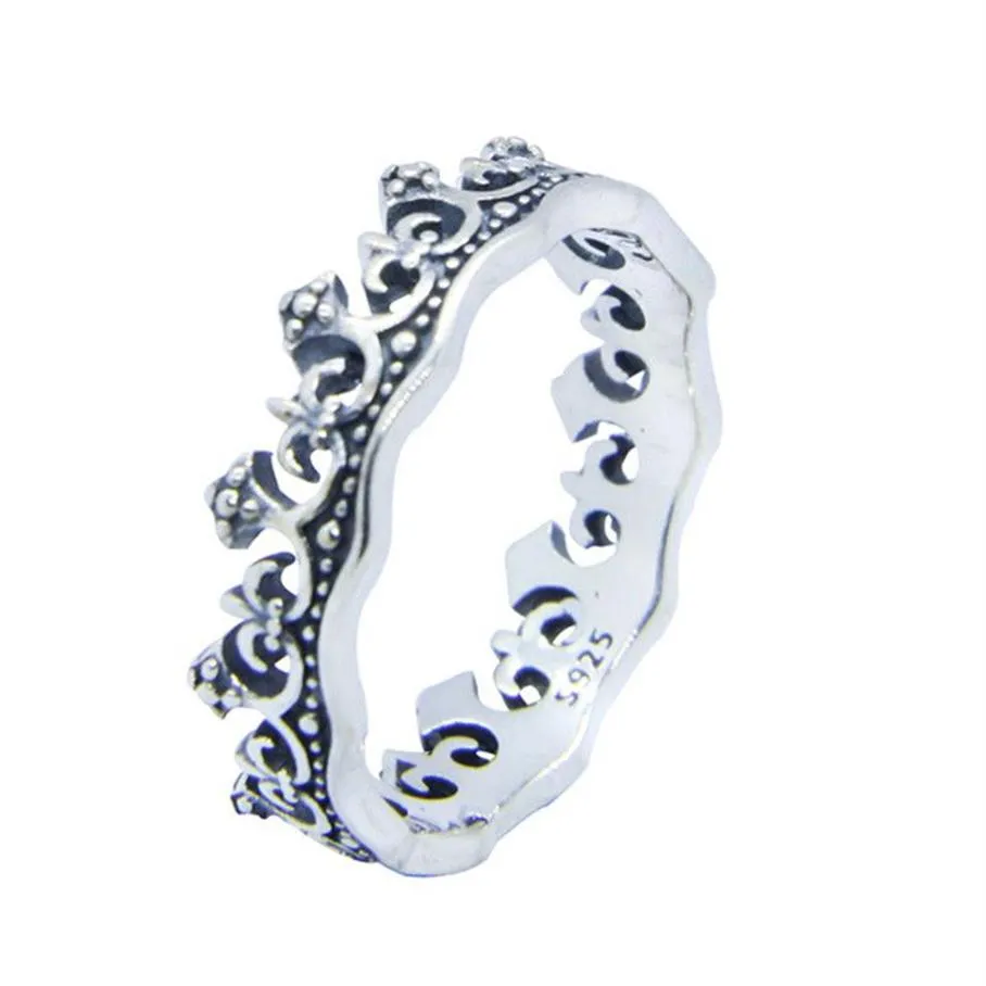 Taille 6-10 dame filles 925 bague en argent Sterling bijoux plus récent S925 Style Punk Cycle couronne Ring196t