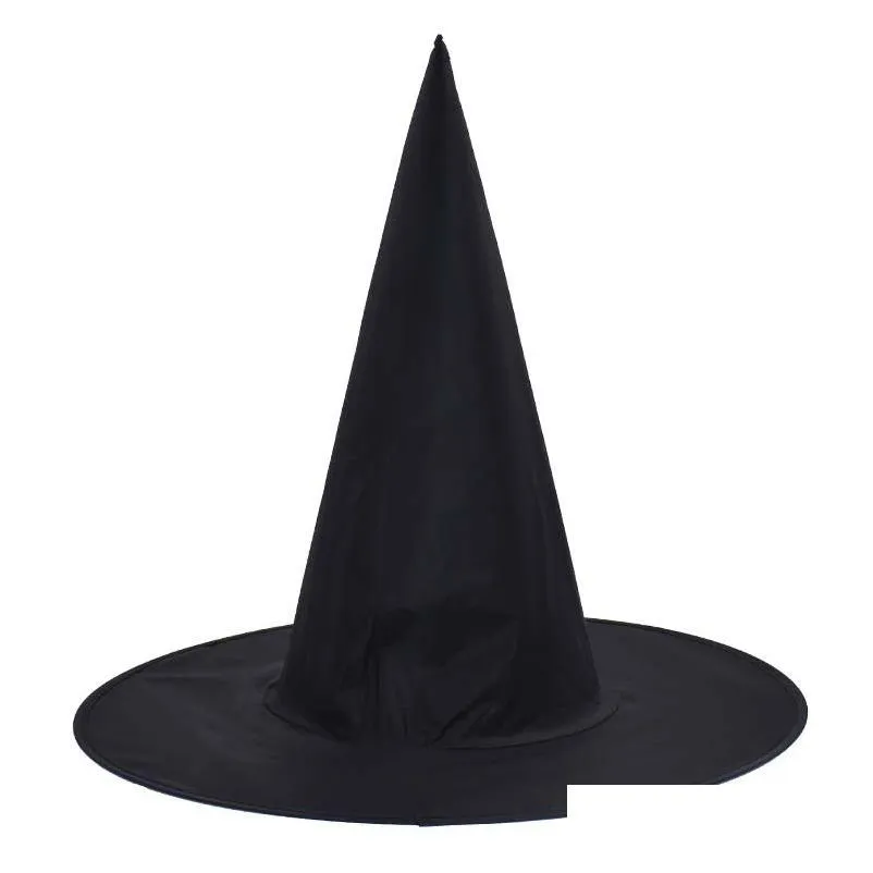 Party Hats Women Black Witch Hat For Halloween Oxford Cloth Wizard Makeup Costume Prop Peaked Cap Delivery Home Garden Festive S Dhmav