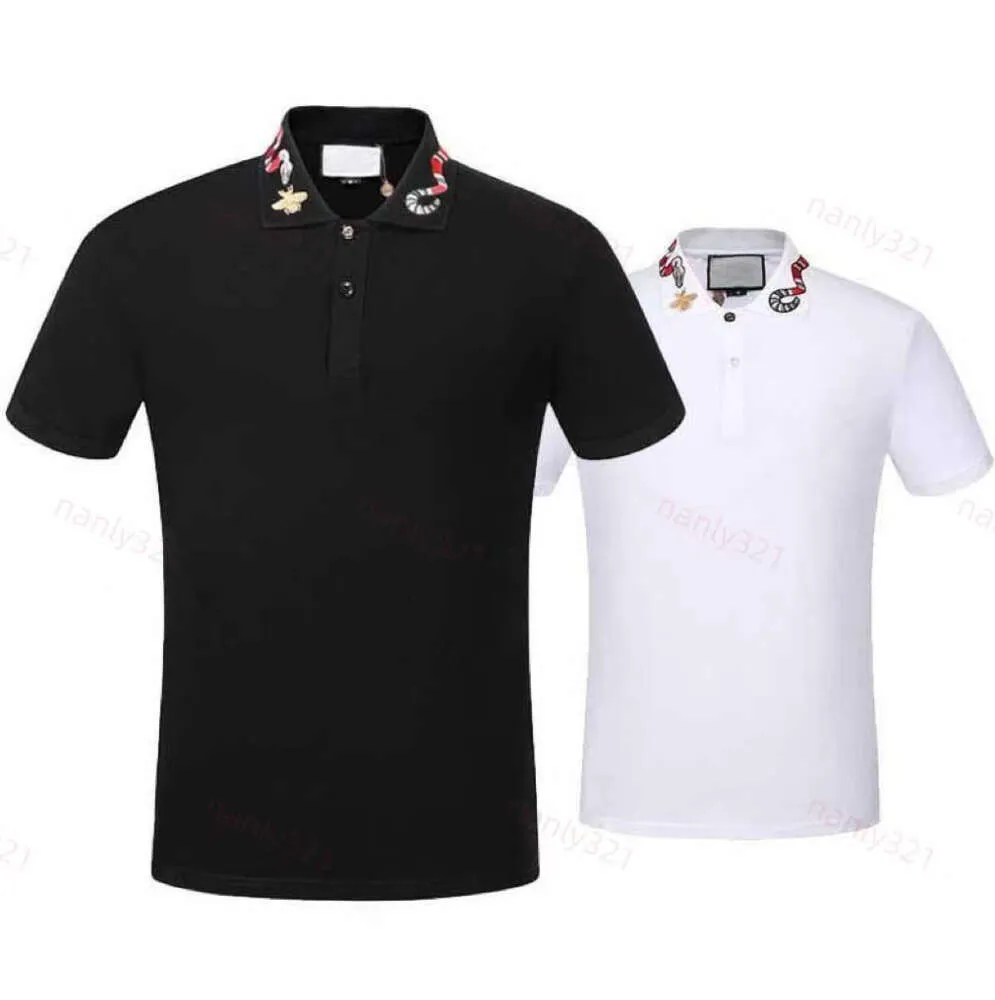 Maglietta polo a righe di design di nuovo stile magliette polo serpente ape floreale maglietta di lusso da uomo di alta moda di strada