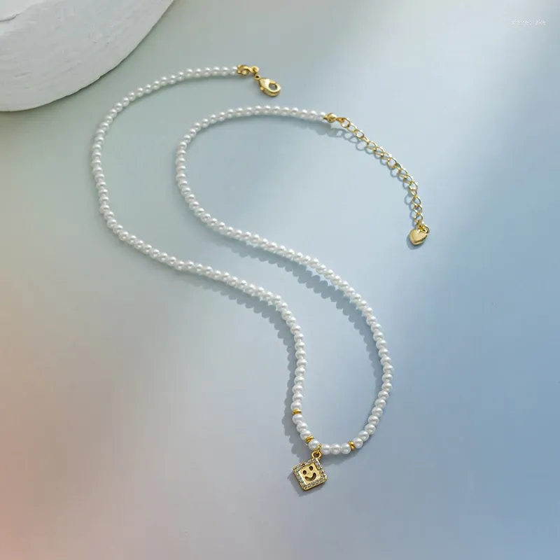 Hänghalsband liuerxin lyxmosaik strass pärlhalsband kvinnliga kvinnors leende tillbehör för kvinnans smycken gåva
