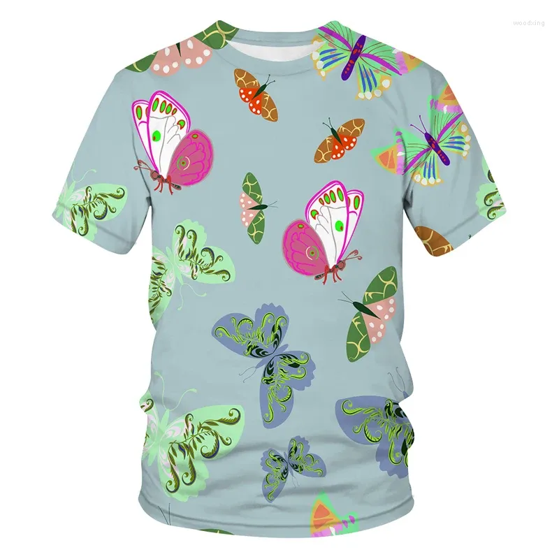 Męskie koszulki letni styl nadruku 3D Butterfly i damskie koszulki mody streetwearu O-Neck krótko-rękawowe harajuku dziecięce