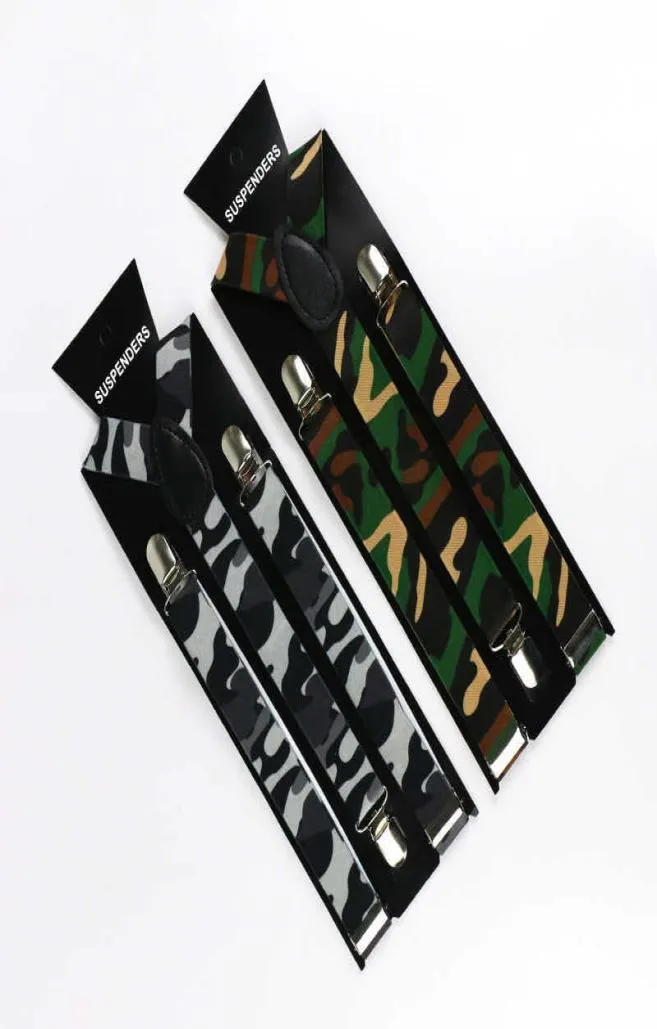 Winfox Camo Mensズボンサスペンダー1インチ幅Yshape Army Green Camouflage Suspenders Mens Braces Q05283220088