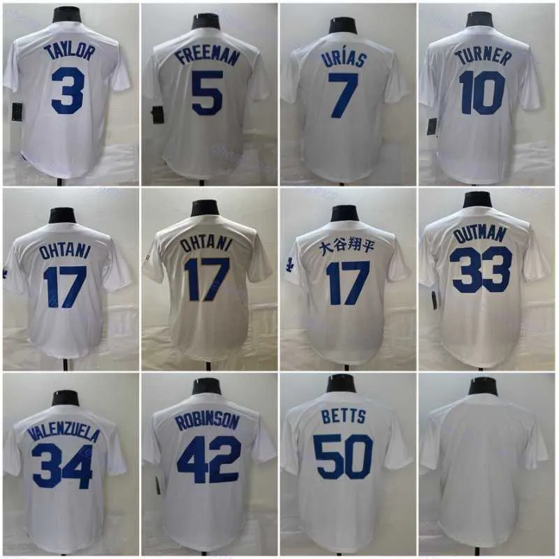 50 Betts 5 Freeman Baseball Jersey 22 Kershaw 17 Ohtani 18 Yamamoto 13 Muncy 8 Hernandez 7 Urias 42 Robinson 16 Smith 33 Outman 3 Taylor 9 Lux Stitched