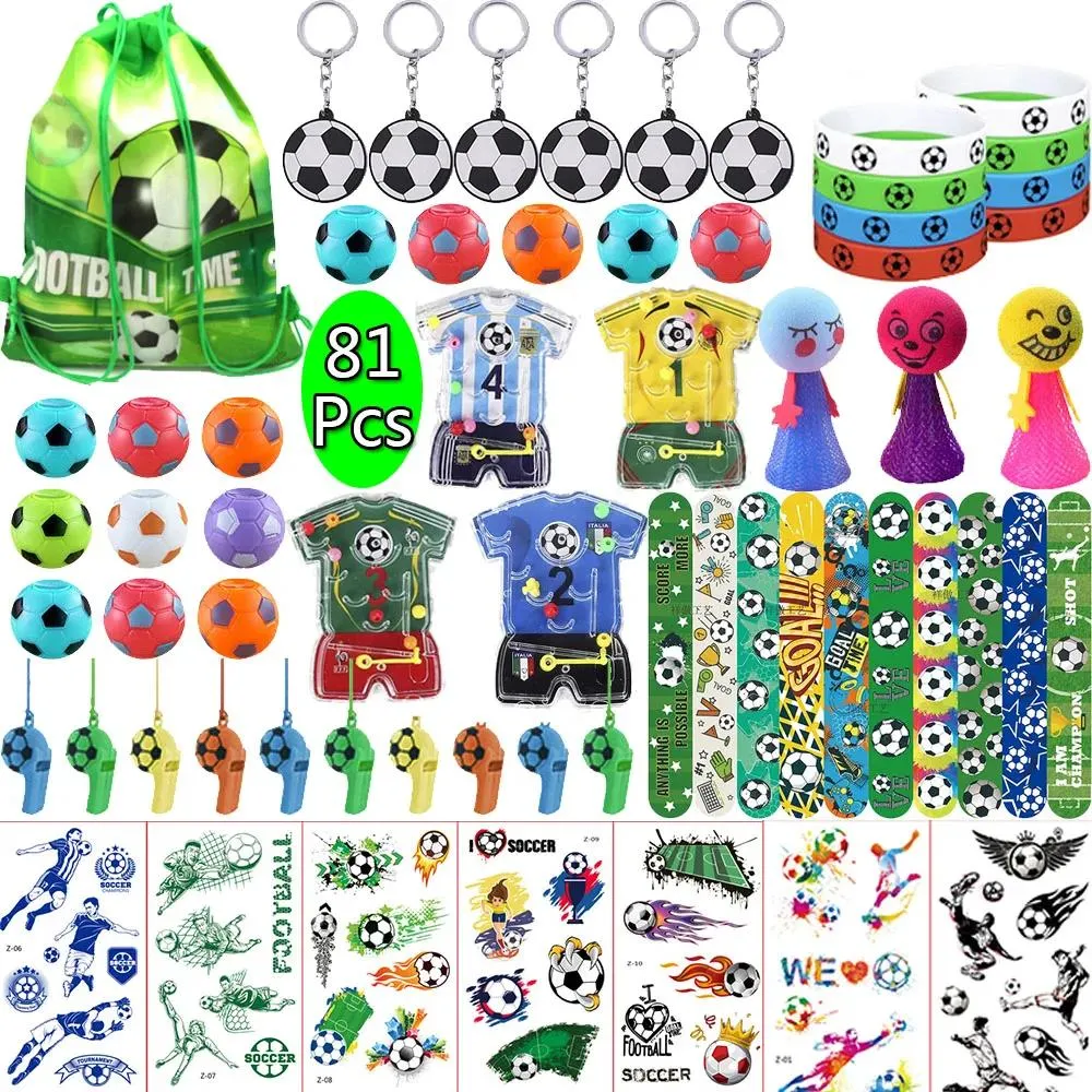 Girocolli Confezione da 81 giocattoli a tema pallone da calcio Accessori per il calcio Set di braccialetti e gioielli per bambini Bomboniere per feste di compleanno Baby shower