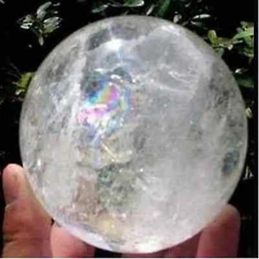 Boule de cristal de QUARTZ transparent arc-en-ciel naturel, pierre précieuse de guérison, support 35-40MM, 302c