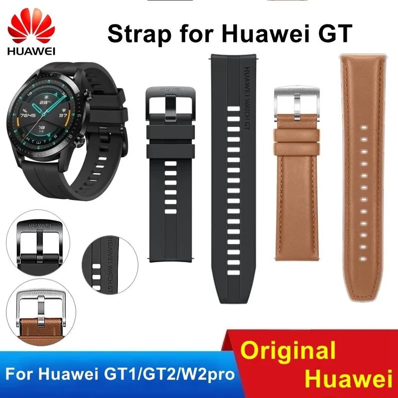 Accessoires Originele Huawei GT3 46mm 22mm Rubberen Horlogeband Huawei Horloge 3 pro Lederen band voor huawei Horloge GT 2/2pro Wacth Band Armband
