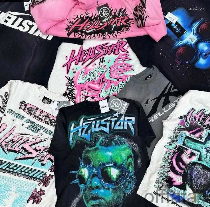 Men's t Shirts Hellstar Mens Vintage Streetwear Graphic Print Oversized Shirt Fashion Casual Gothic Short Sleeved Tops NWW0