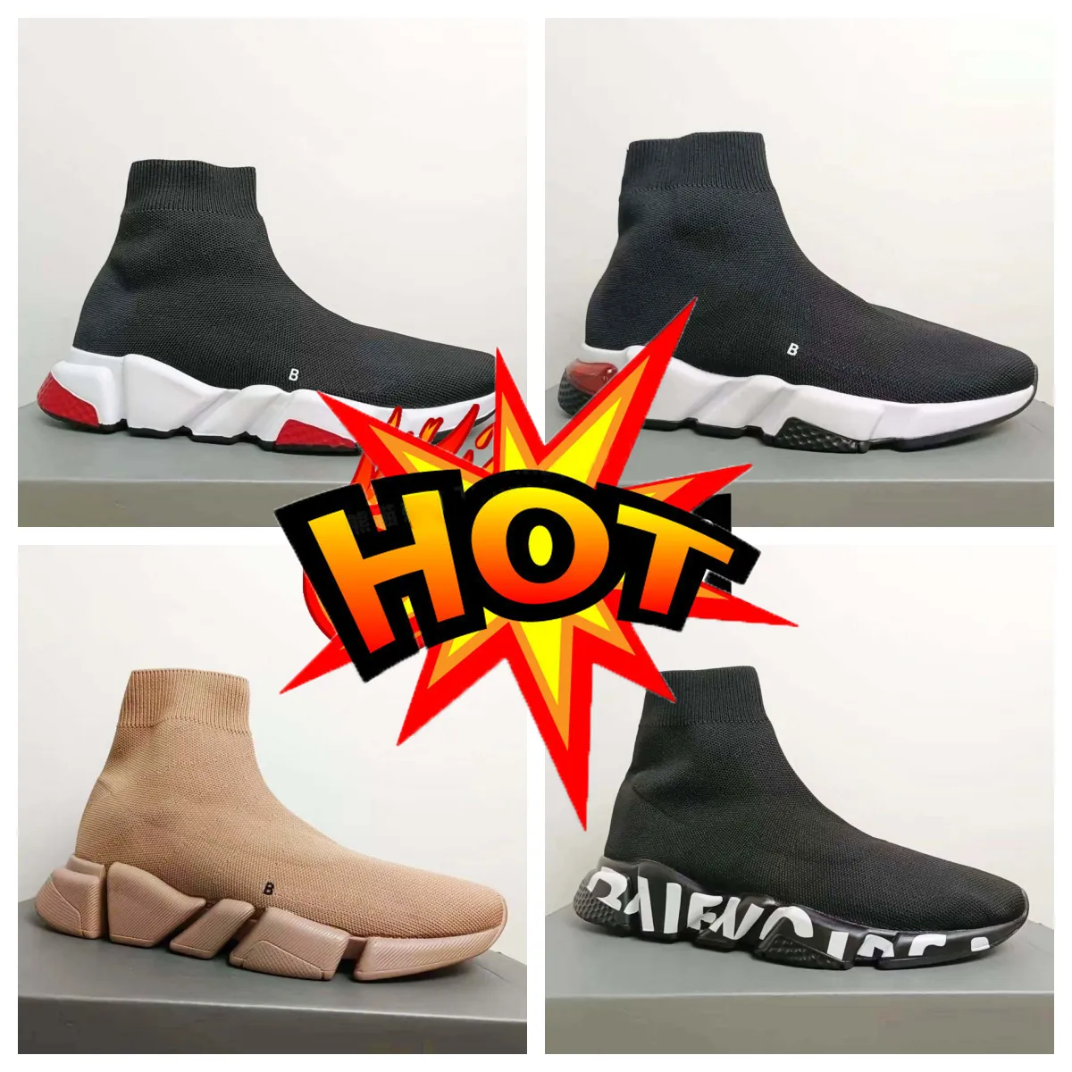 Designer Belenciigas Speeds 2.0 V2 Chaussures décontractées Baskets à plateforme Hommes Femmes Tripler-S Paris Chaussettes Bottes Marque Light Ruby Walking Sports Respirant Graffiti High cool