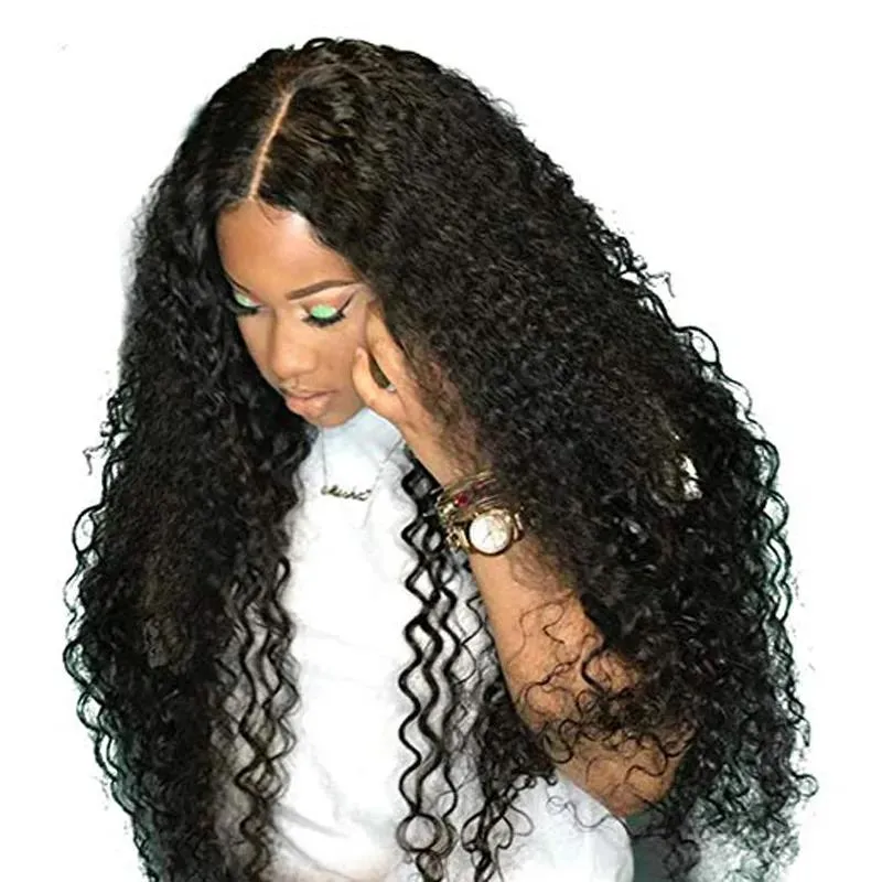 Peruker Glueless Deep Wave Curly Spets Front Human Hair Wigs For Black Women 150 Density Brazilian Remy Human Hair Curl Wigs Natural Hairli