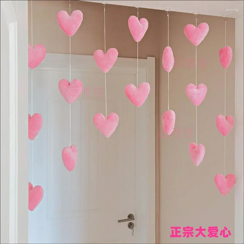 Gardinrosa hjärtformad dörr hängande dekor tofs delare sträng tjej rum levande partiton söt pärlstruad fönster valance